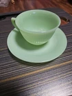 Fire King Ware Jadeite Ribbed Cup and Saucer.