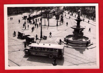 Bus Postkarte - Kálvin Tér & Donubiusbrunnen Budapest 1930er - Erigo Kft Ungarn
