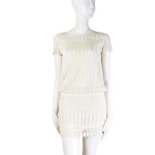 ba&sh Womens Douillette Blouson Dress Cream Size 0 White Lace Short Wedding Boho