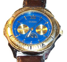 RARE GEORGES MARCIANO STYLE GUESS 1994 BLUE FACE WATER RESISTANT QUARTZ WATCH