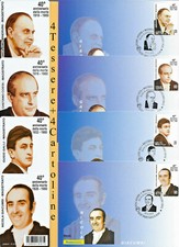 2020 4 Cartoline+4 Tessere dei 4 Magistrati GIACUMBI-GALLI-COSTA-MINERVINI-Nuovi