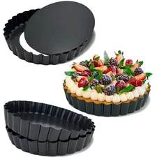 4 Pack 5-Inch Tart Pans with Removable Bottom Nonstick Quiche Pan Fluted Pie ...