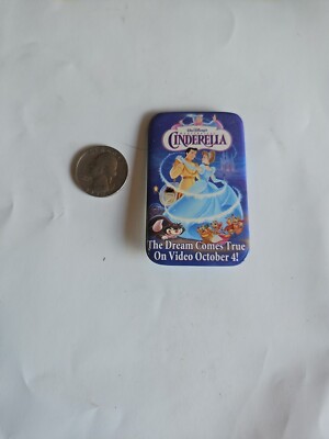 Vintage 90s Disney Cinderella Video Release Promo Pin Button