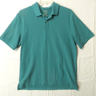 LL Bean Men's Polo Shirt Size L 100% Cotton Teal, Golf Outdoors Sports