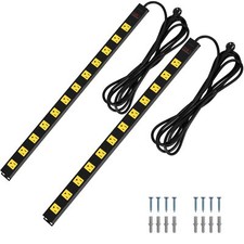 2pack 12 Outlet Long Metal Power Strip 15ft Cord Surge Protector Angled Flat Plu