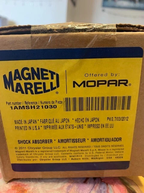 Shock Absorber KYB 344397 / Magneti Marelli by Mopar 1AMSH21030 | eBay