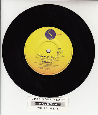 MADONNA  Open Your Heart  7'' 45 rpm vinyl record + juke box title strip NEW