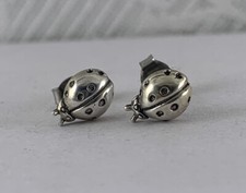 Sterling Silver Small Lady Bug Stud Post Pierced Earrings 9mm x 6mm