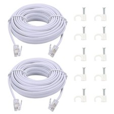 15-Ft Telephone landline Extension Cord Cable Cord with Standard RJ-11 6P4C P...