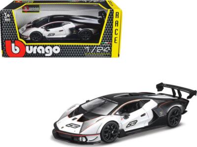 Lamborghini Essenza SCV12 #63 White and Black Squadra Corse Race Series 1/24 Car