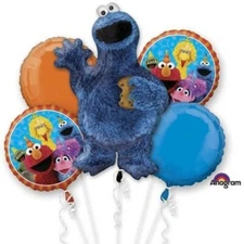 Anagram Cookie Monster Foil Balloon Bouquet 5 Piece