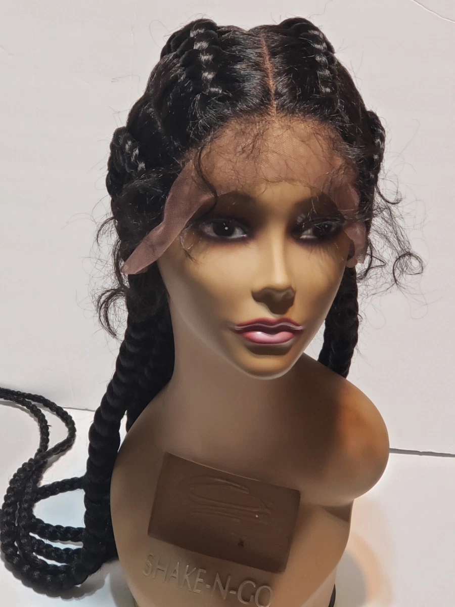 Braided Wig Long Cornrow Lace Front Black Women Synthetic 4 French