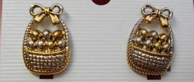 Best Easter Basket with Eggs Pierced Silver and Gold Earrings (Lead Free)