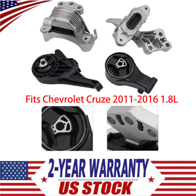 Engine & Trans Mount Set 4PCS Fits Chevrolet Cruze 2011-2016 1.8L Auto Trans.