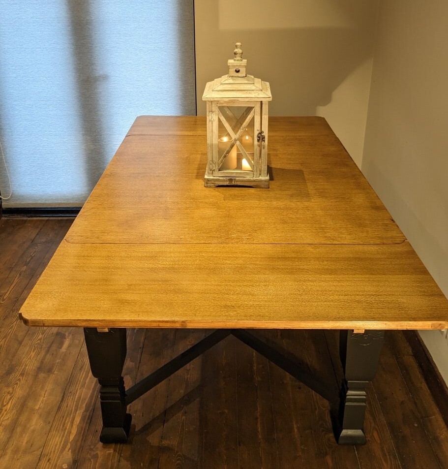 Vintage Oak Draw Leaf Extending Dining Table Restored & Painted Frenchic Black eBay
