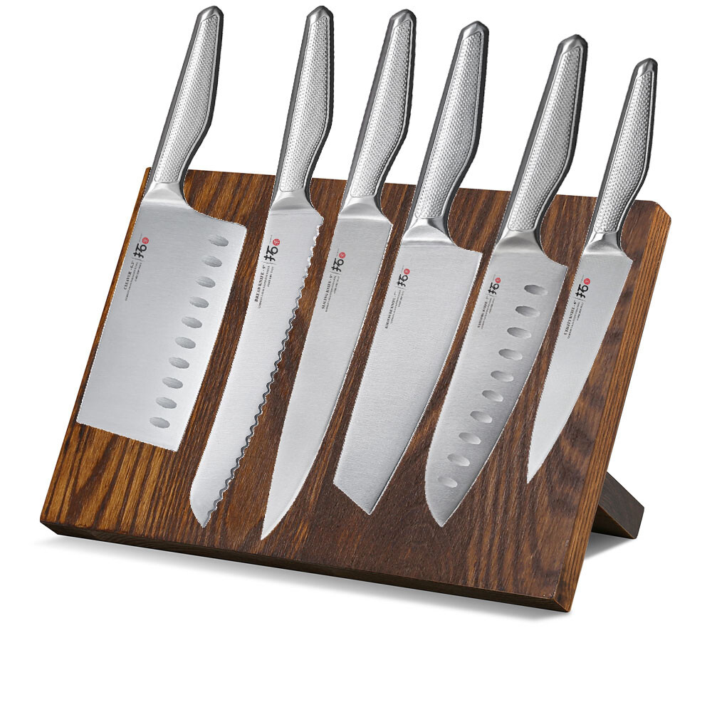 7-Piece TURWHO Chef Knife Set with German Steel and Wooden Block