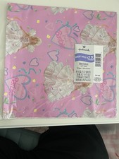 Vintage Barbie Gift Wrap Made in USA Happy Birthday From Barbie Pink8 1/3 Sq Ft