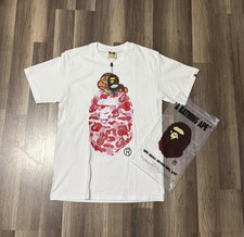 A Bathing Ape BAPE White Graphic Logo Crew Ne...
