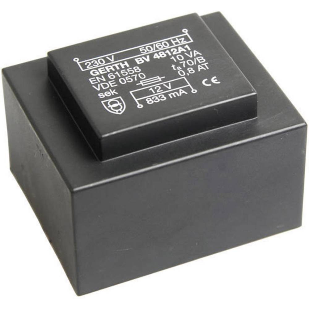 Transformateur de sécurité Gerth PT480801 230V 8V AC contre la surchauffe des circuits imprimés