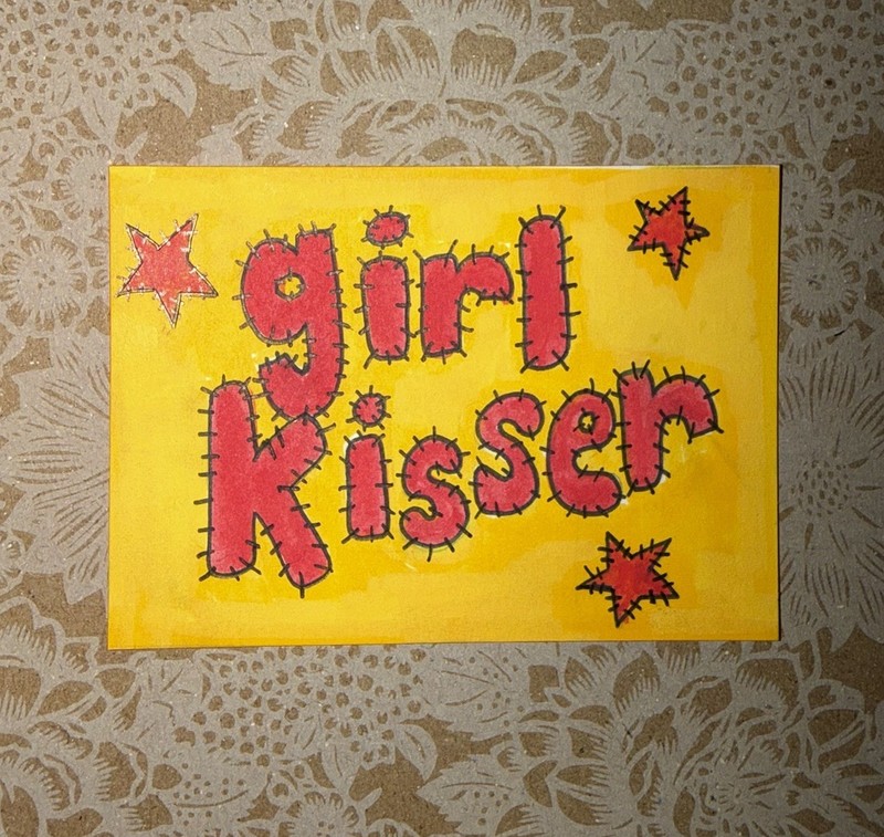 ACEO Art Queer Patch WLW Acrylic 2.5” x 3.5” Red Yellow ORIGINAL By EmmaLee W.