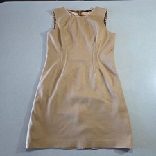 Elie Tahari Tan Metallic Sleeveless Sheath Dress Bergdorf Goodman Size 6