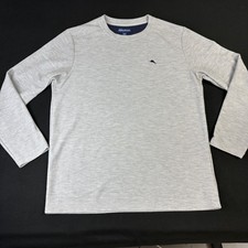 Tommy Bahama Pullover Mens M Gray Waffle-Knit Crew Neck Embroidered Marlin
