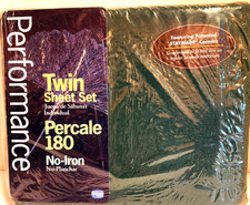 Performance Percale 3 PC Twin Sheet Set No Iron 180 TC USA Cotton Blend 50/50