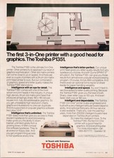 Toshiba P1351 3-in-One Printer Graphics Tech 1984 Vintage Print Ad