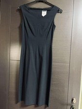 D&G Dolce & Gabbana Rayon Nylon V-Neck Sleeveless Stretch Dress Navy Unlined 38