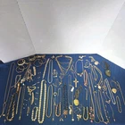 Lot of 67 Gold Tone Wearable Jewelry Bracelet Necklace Pendant Vintage To Mod