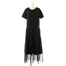 Red Valentino Cotton Polka Dot Tulle Design Tiered Short Sleeve Dress Sz S Black