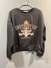 Womens Romwe Long Sleeve T Shirt Size Large Gray Monterey Bay California Print