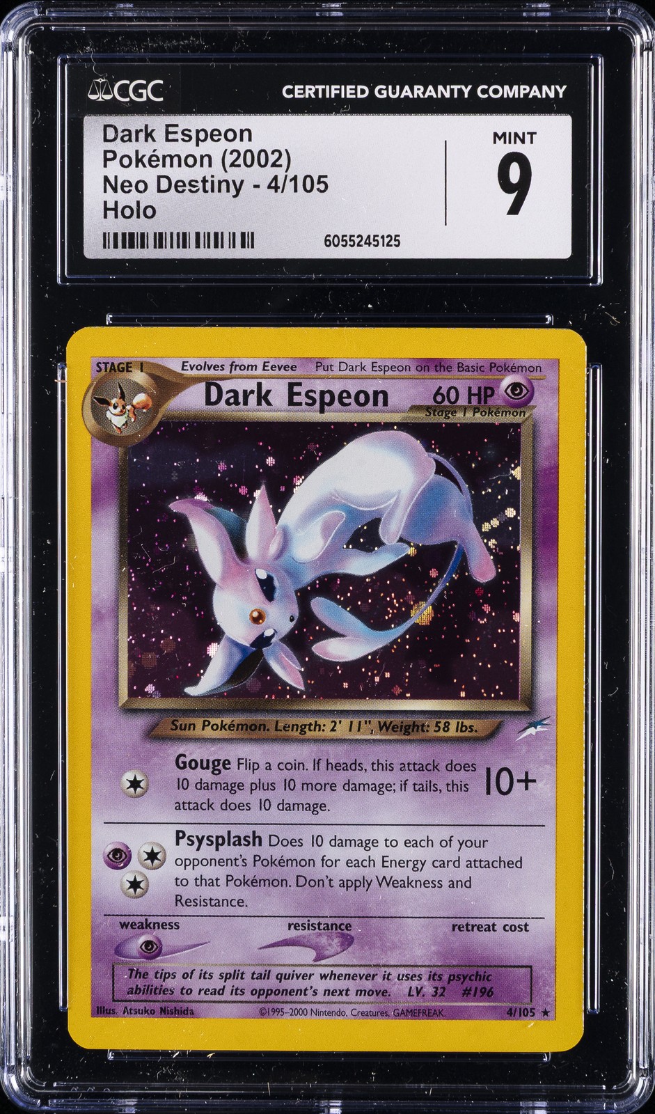 2002 POKEMON NEO DESTINY - HOLO #4/105 DARK ESPEON CGC 9