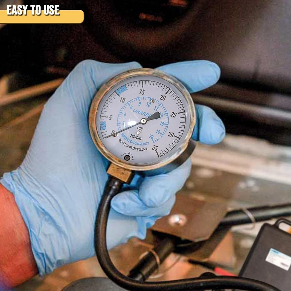 Manómetro Probador de Presión de Gas Manómetro 0-35" W.C con Montaje NPT de 1/8" y Manguera Foto 4 de 4