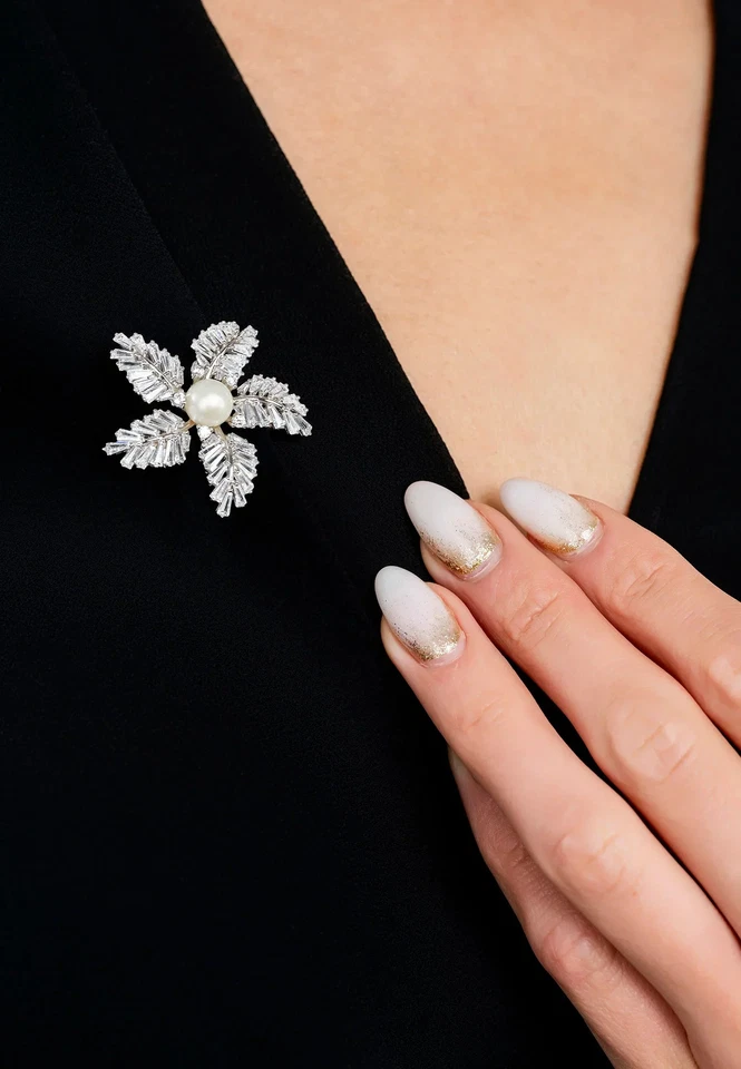 Spilla Perla Fern Starflower Argento - Immagine 2 di 4