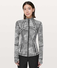 Lululemon Define Jacket Womens 8 Luon Spray Jacquard White Black
