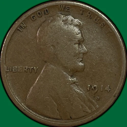 1914-D Lincoln Wheat Cent Very Good VG Coin #38074