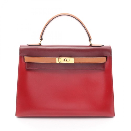 Hermes Kelly 32 Tricolor Handbag Calf Cowhide Leather Vauchamonie r30_0603