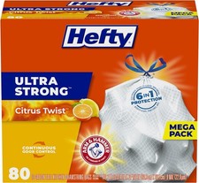 Ultra Strong Tall Kitchen Trash Bags, Citrus Twist Scent, 13 Gallon, 80 Count
