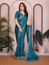 NEW SAREE BLOUSE NEW SARI INDIAN WEDDING DESIGNER BOLLYWOOD PAKISTANI PARTY WEAR