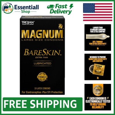 10 Count of Lubricated Magnum Bareskin Large Condoms   Ultimate Comfort & Safety