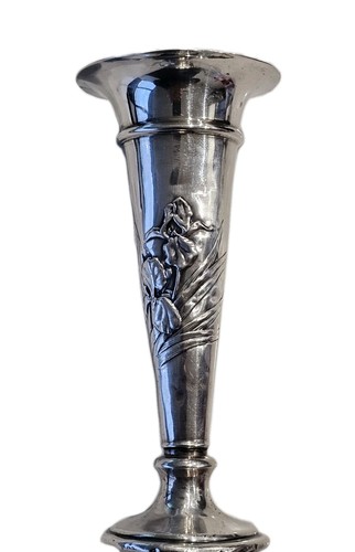 Antq Hardy Bros Sterling Silver Trumpet Vase Iris Floral Art Nouveau London 1905 - Photo 1/4