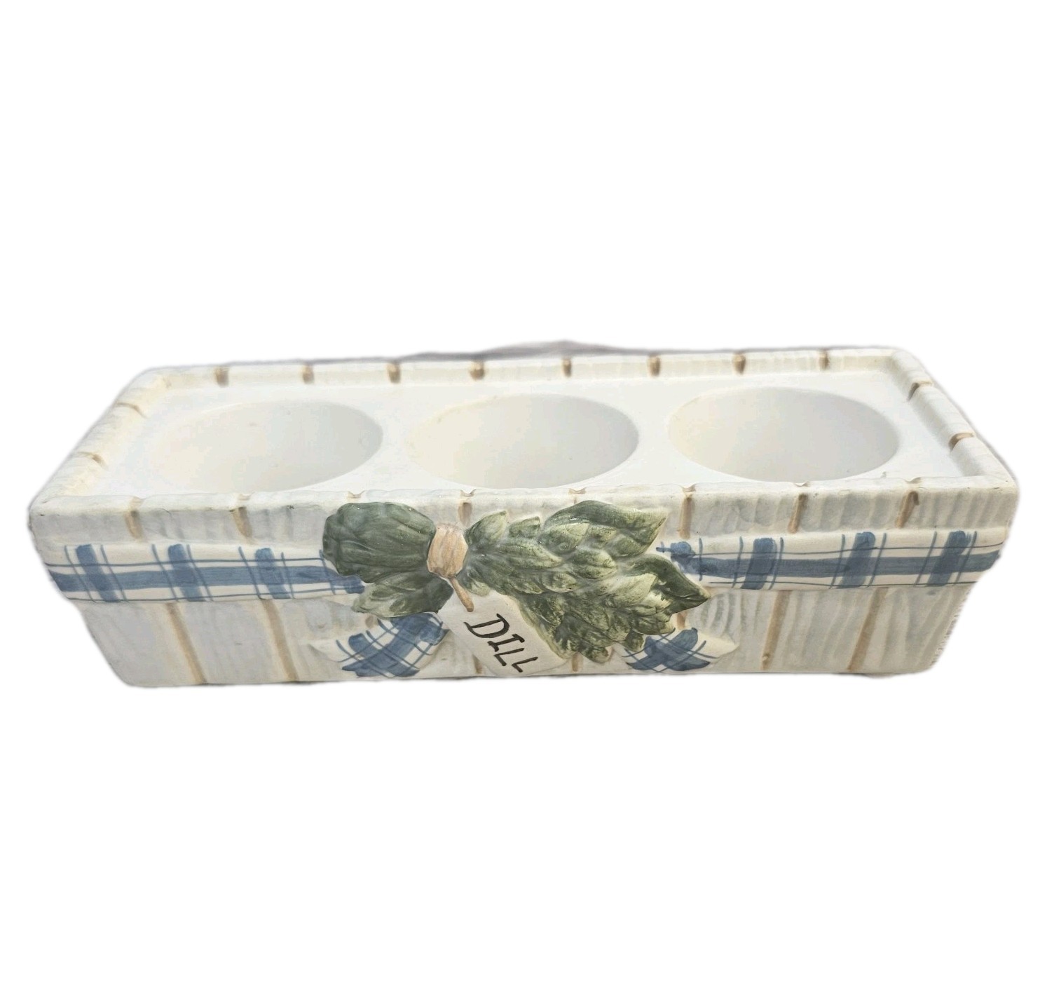 Yankee Candle Ceramic Dill Garden Planter Triple Tea Light Holder