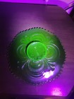 Vintage Imperial Carnival Glass Scroll Embossed Green Plate 9.5” Antique