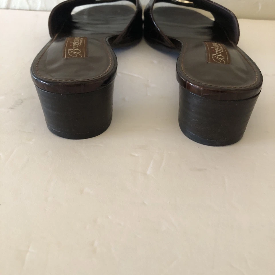 Brighton "Lady" Sandals Low Heel Croc Embossed SZ 8 N - Image 3 of 4