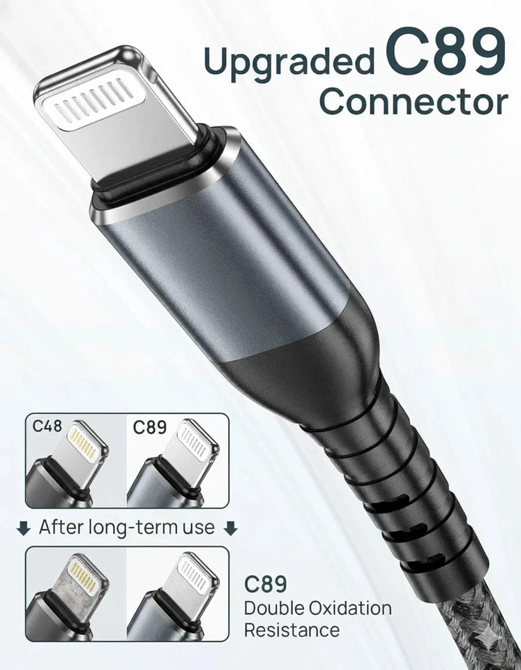 For iPhone USB Fast Charger Cable Braided 1M 2M 3M Lead 14 13 12 11 8 XR Pro Max - Image 2 of 4