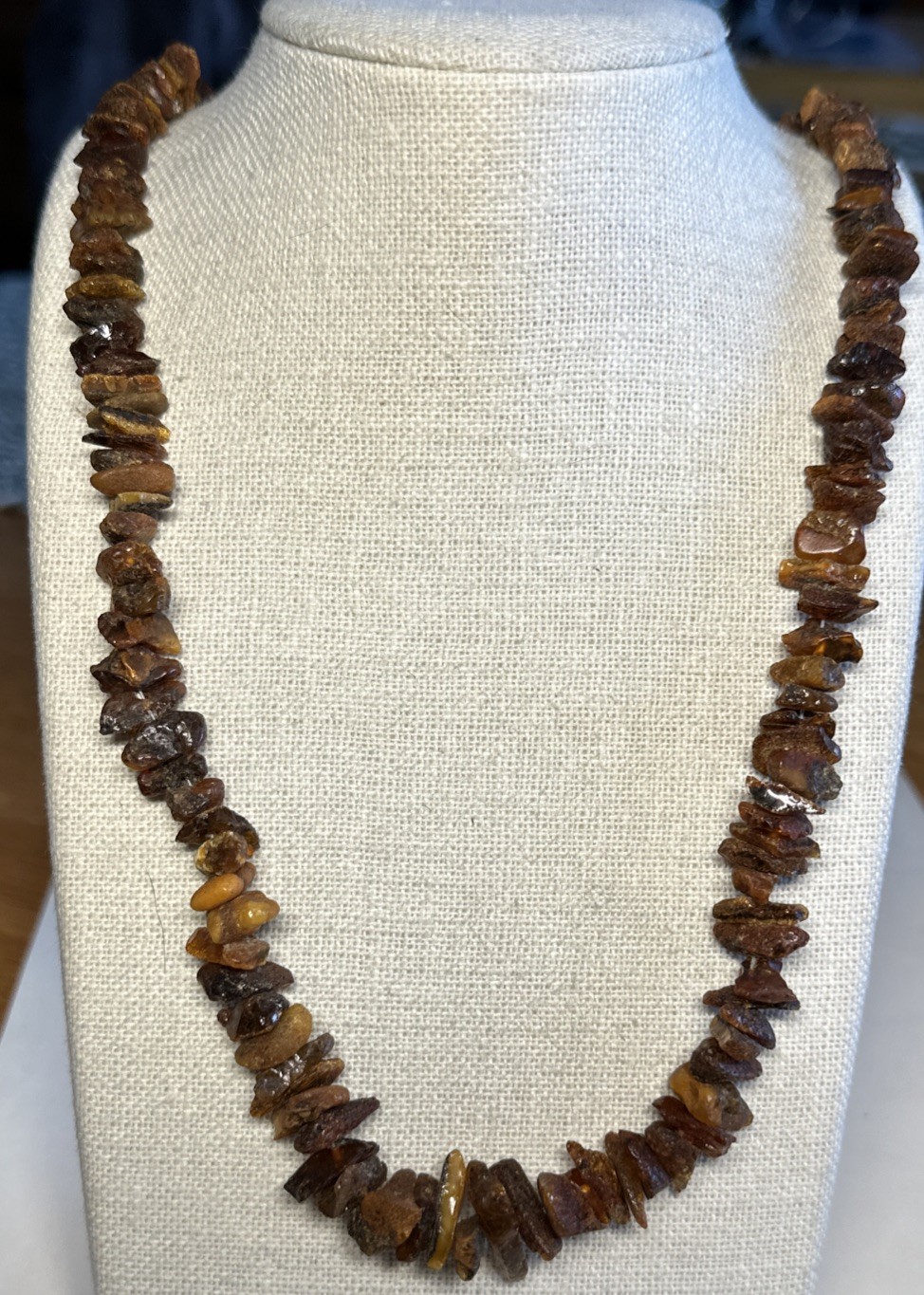 Raw Unpolished Baltic Amber Tapered Beaded Necklace 26”