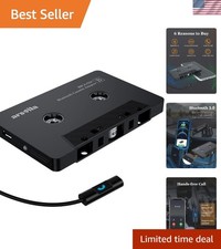 Bluetooth 5.0 Cassette to Aux Adapter for Car, Charcoal Black Tape Audio Ad...