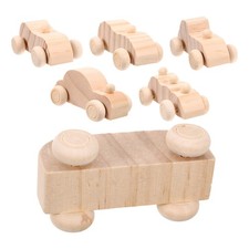  6 Pcs Paintable Wood Toys Unfinished Car for Diy Crafts Model Cars