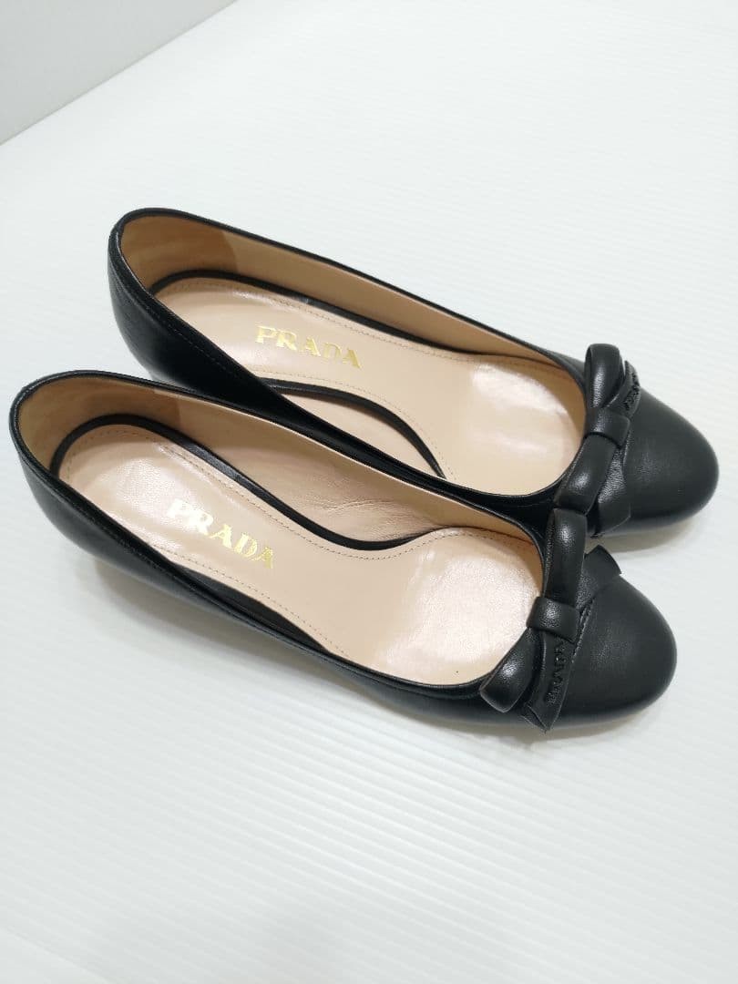 PRADA Women's Ribbon Pumps Size:37/JP:24 Leather Black From Japan 135150K Authen thumbnail 16